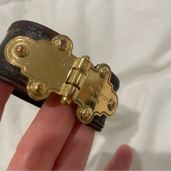 Louis Vuitton Save It Brown Monogram Canvas Cuff Bracelet 100% Authentic - Picture 8 of 11